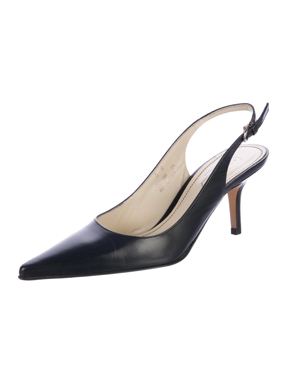 Sergio Rossi Black Leather Pointed Slingback Pumps